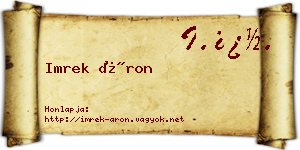 Imrek Áron névjegykártya